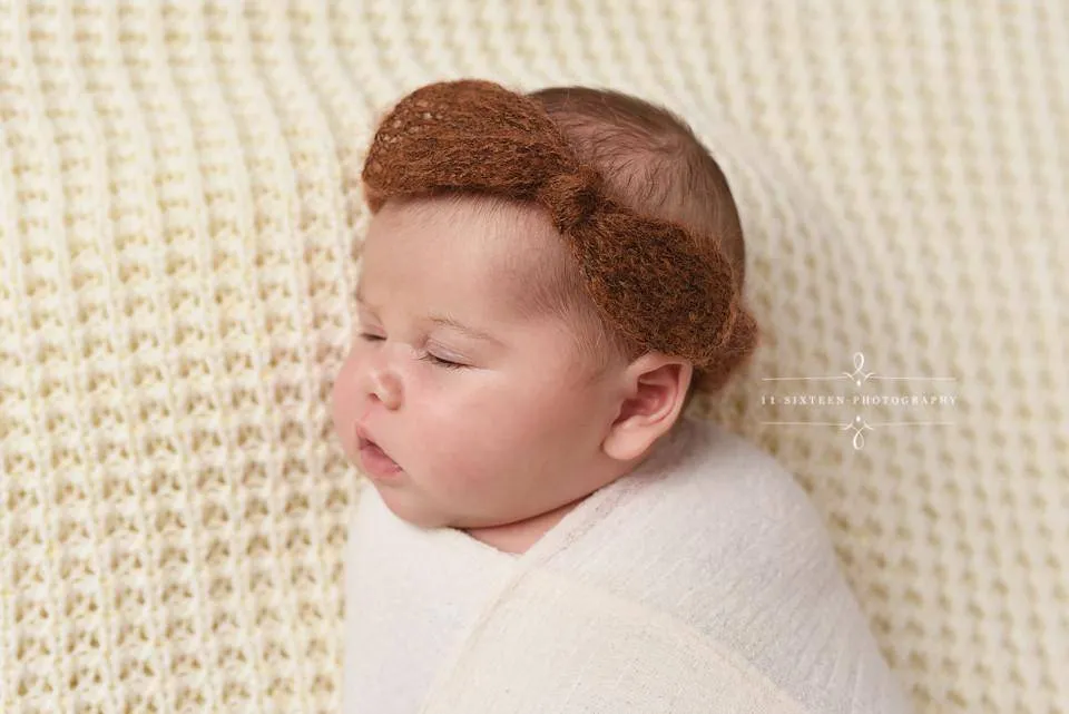 Chocolate Brown Wide Bow Mohair Headband