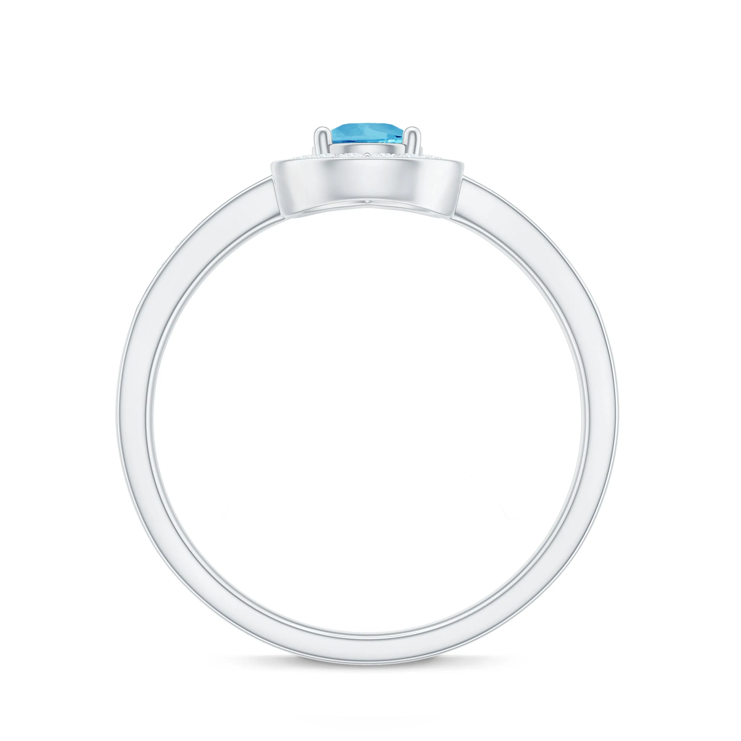 Classic Sky Blue Topaz Engagement Ring with Diamond Halo
