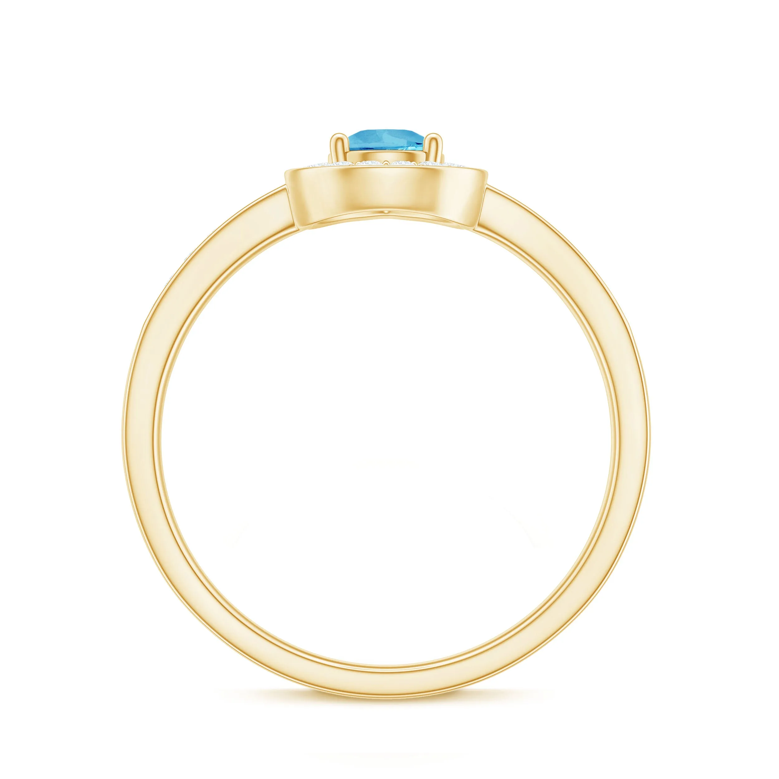 Classic Sky Blue Topaz Engagement Ring with Diamond Halo