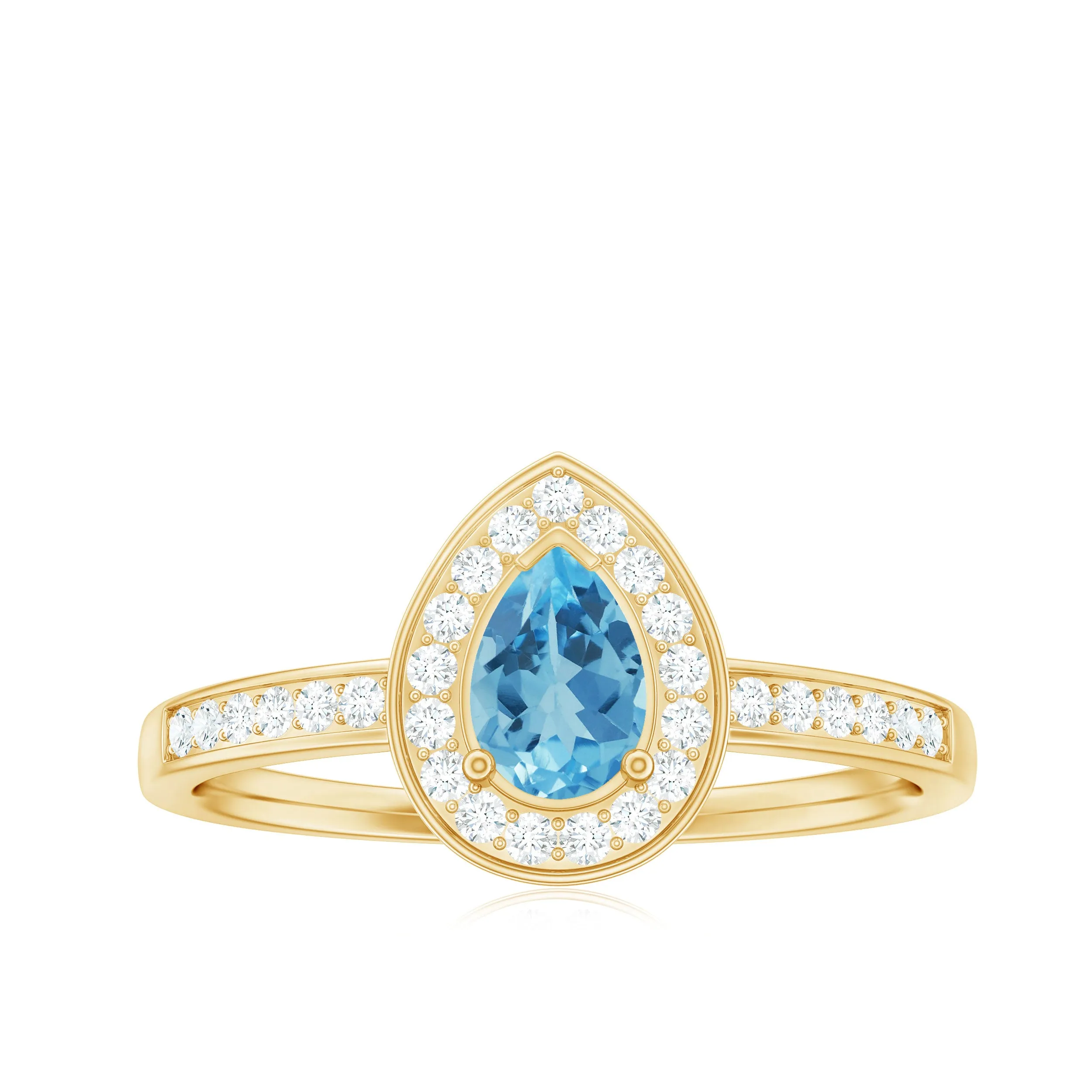 Classic Sky Blue Topaz Engagement Ring with Diamond Halo