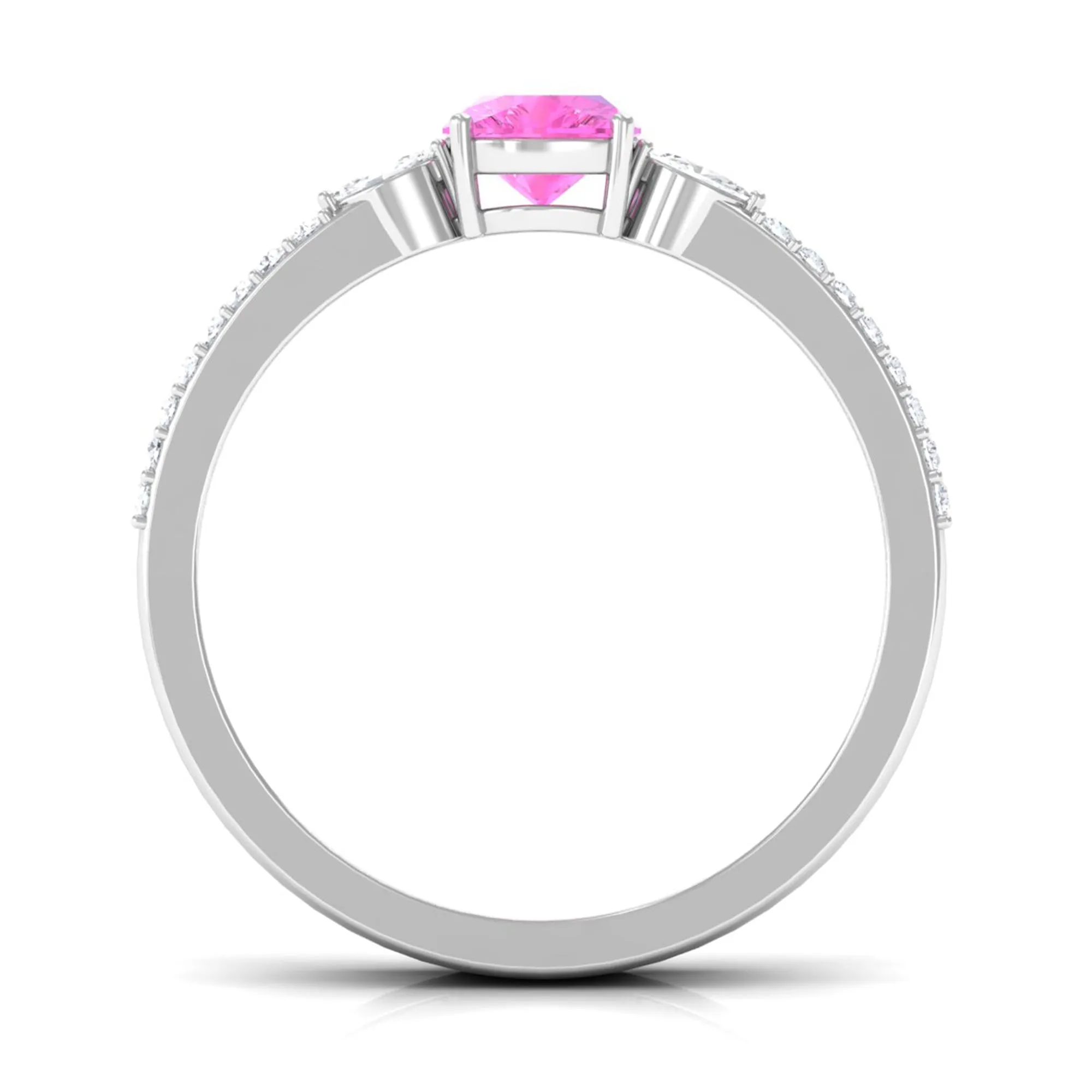 Created Pink Sapphire and Diamond Anniversary Double Band Ring