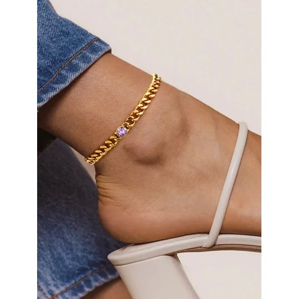 Cuban Anklet - Amethyst