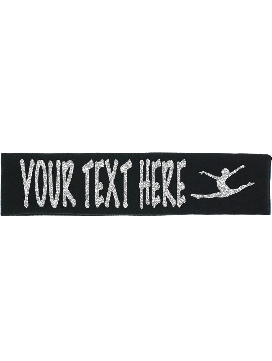 Custom Gymnastics Headband (Cotton/Lycra) with Sparkle Letters!