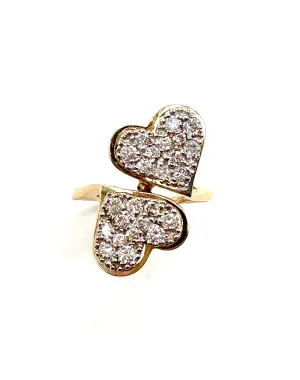 Double heart diamond ring