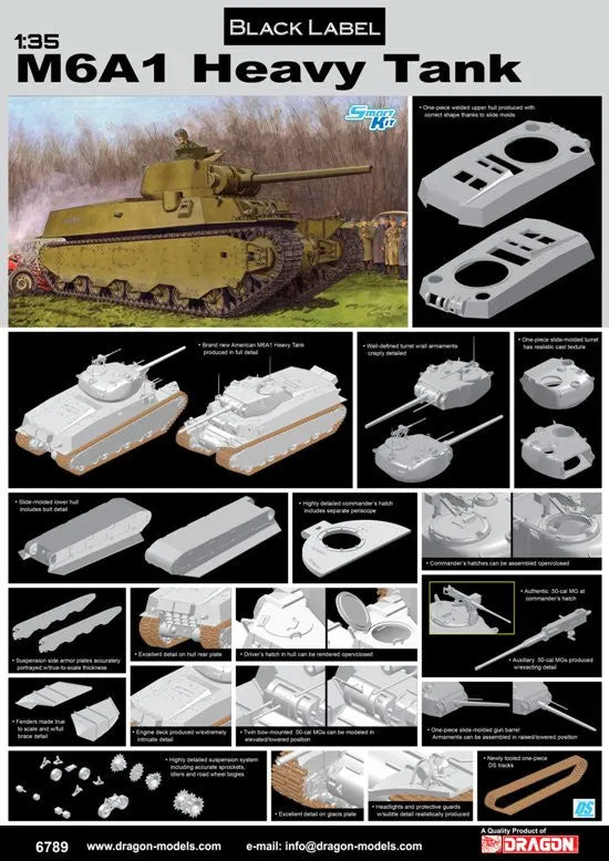 Dragon Military Models 1/35 M6A1 Heavy Tank Black Label Series Kit
