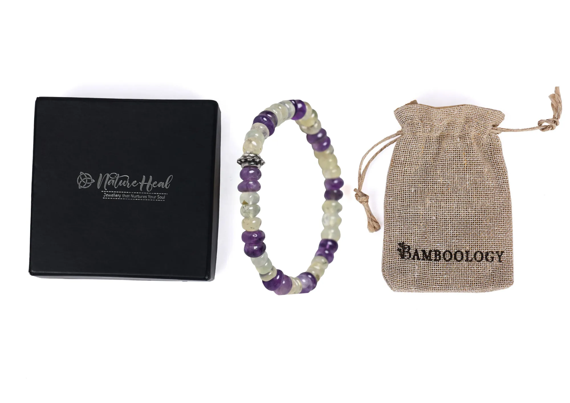 Elevate their Spirits with our Amethyst and Prehnite Healing Gemstone Bracelet - A Perfect Gift for Your Loved One"