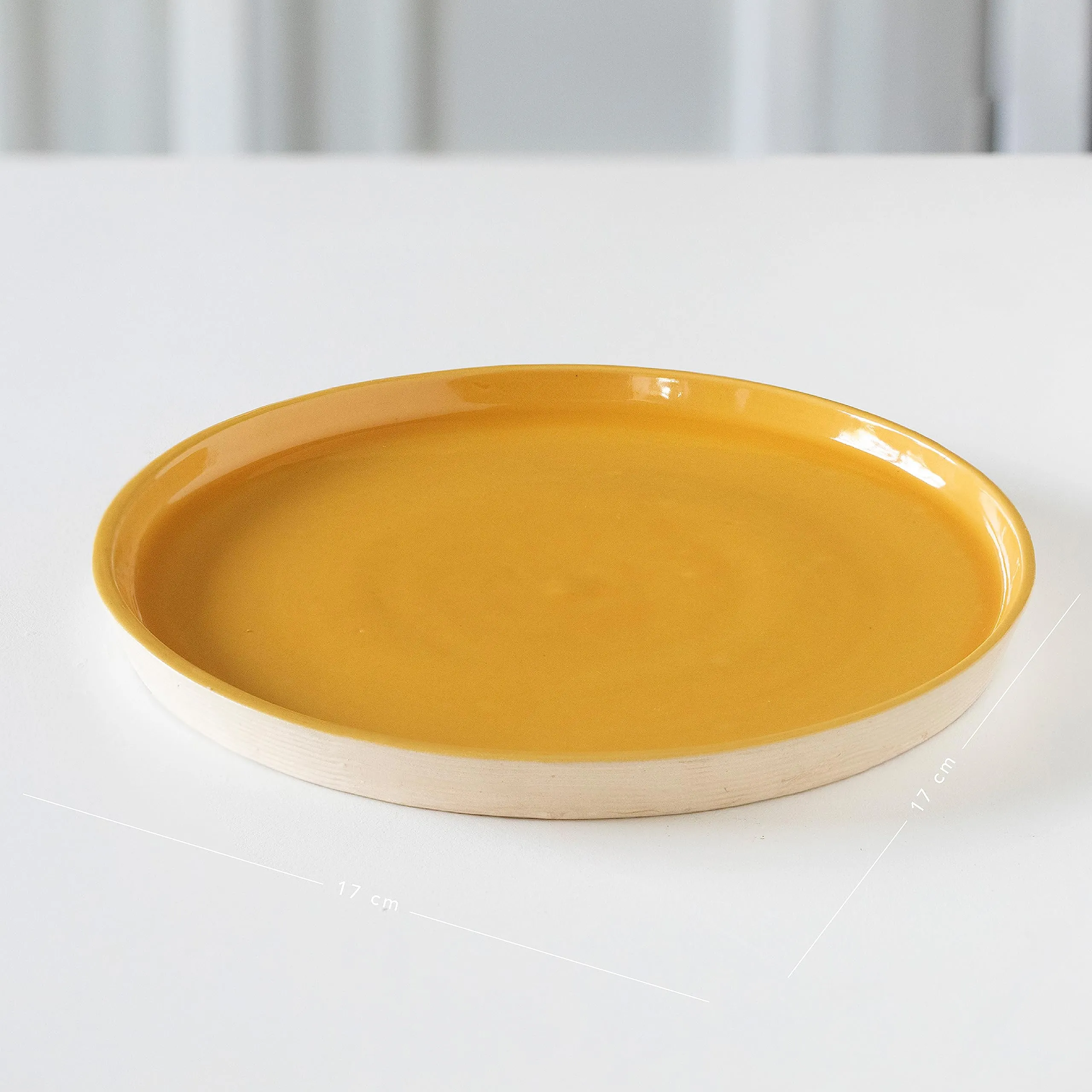 Ellementry Amber Love Ceramic Dinner and Side Plate Combo (Set of 4) (2 of Each) | Dishwasher Safe | Food Grade | Dinnerware | Bone-Ash Free | Crockery for Dining & Gifting