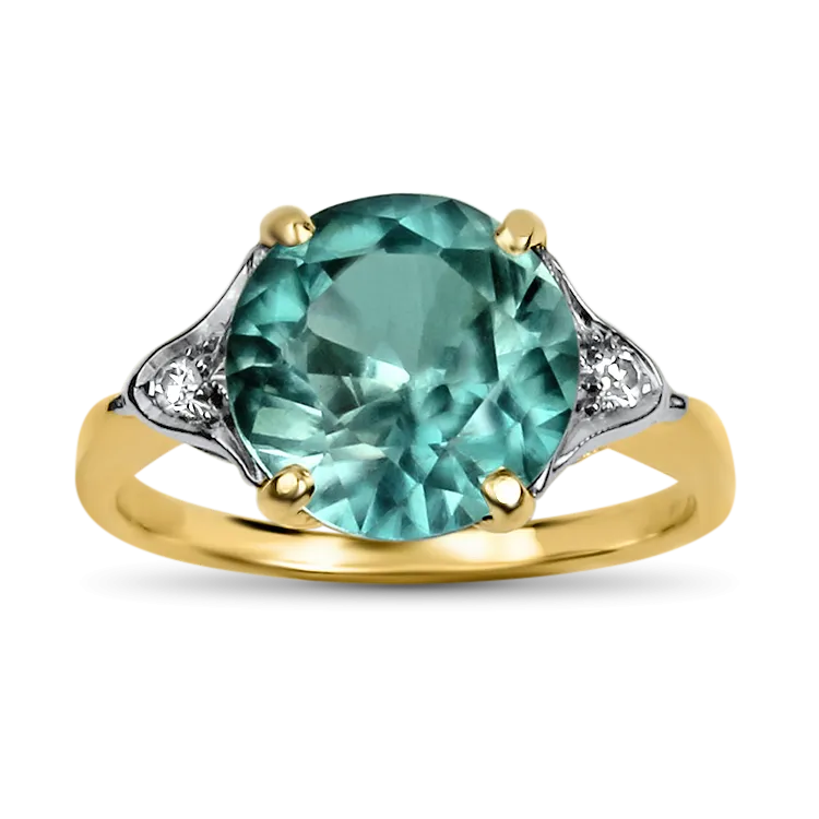 Estate 14K Yellow & White Gold Zircon & Diamond Ring
