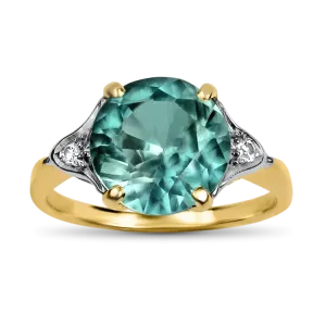 Estate 14K Yellow & White Gold Zircon & Diamond Ring