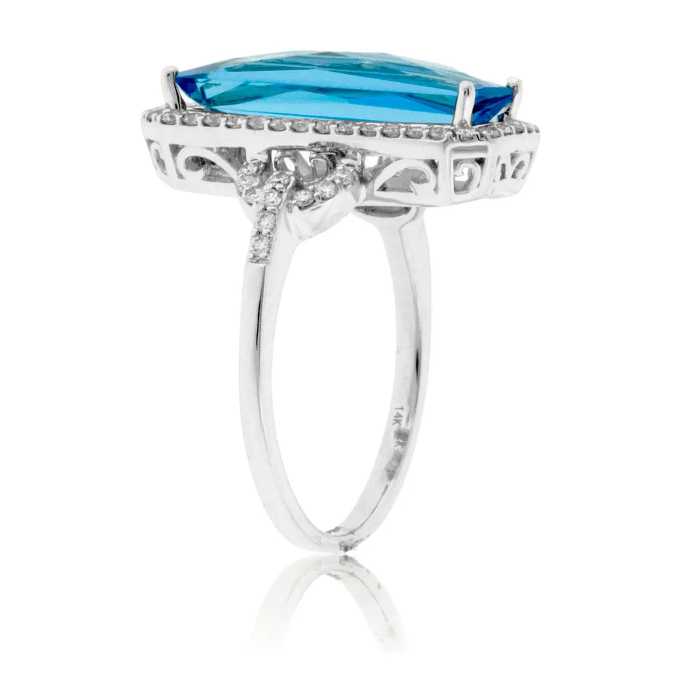Fancy Cut Blue Topaz & Diamond Ring