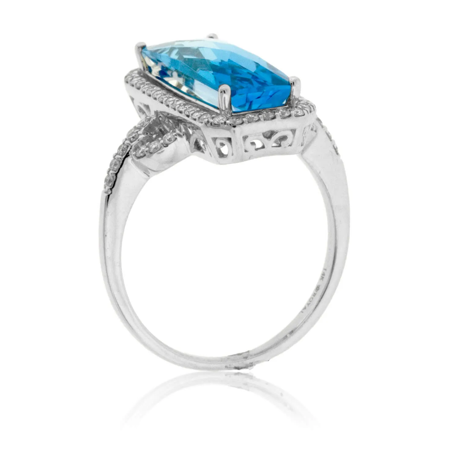 Fancy Cut Blue Topaz & Diamond Ring