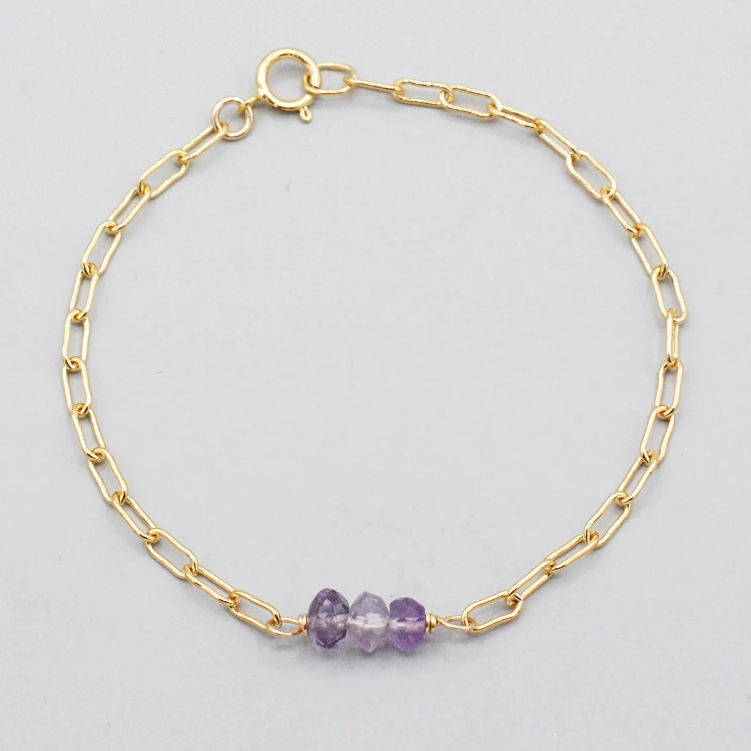February Amethyst Paper Clip Chain Bracelet