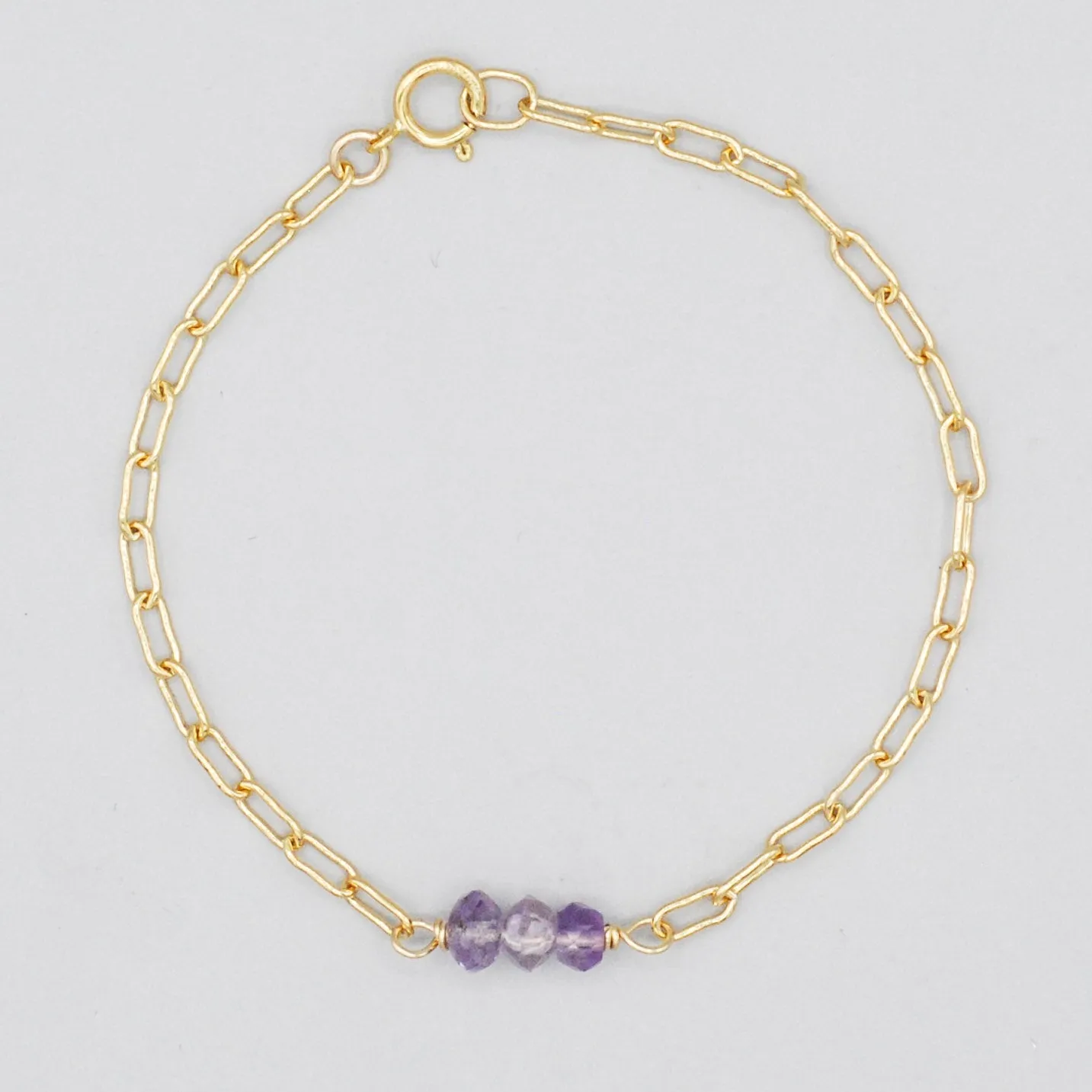 February Amethyst Paper Clip Chain Bracelet