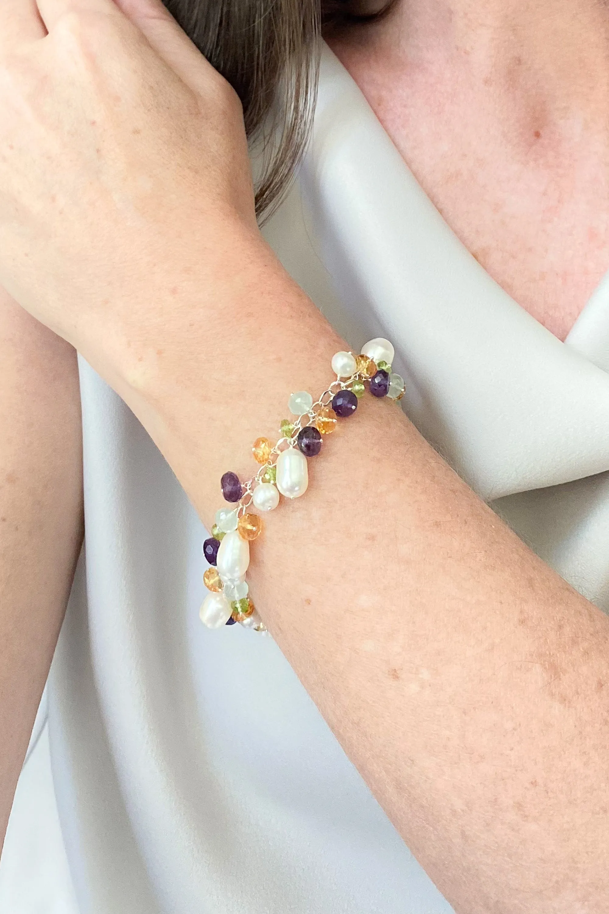 Freshwater Pearl and Gemstone Bracelet