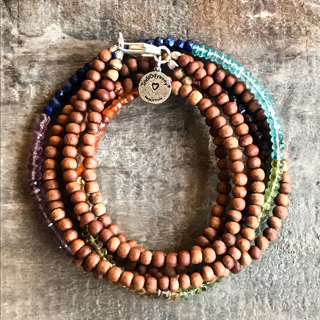 Gemstone & Sandalwood Wrap Chakra Bracelet