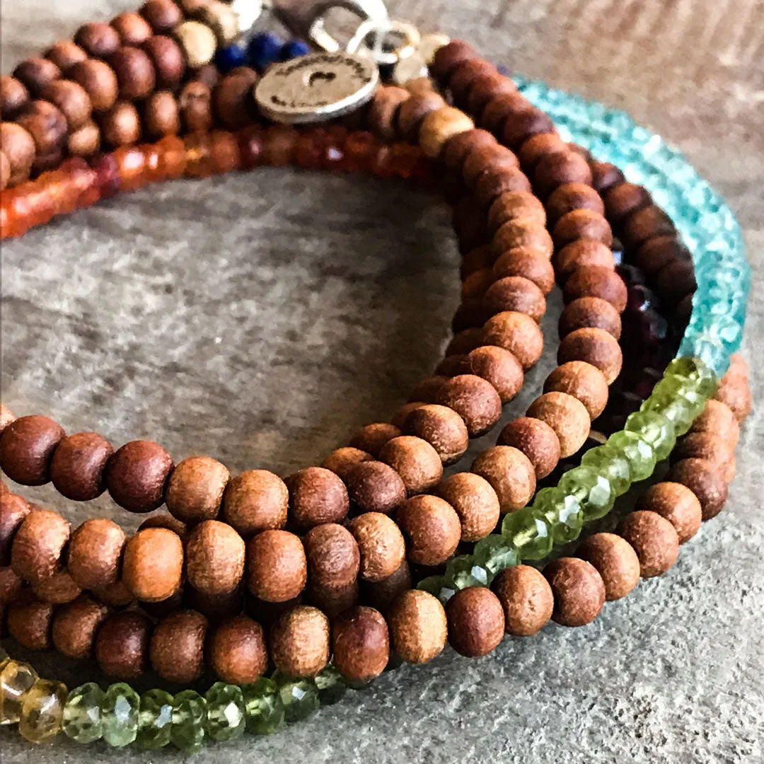 Gemstone & Sandalwood Wrap Chakra Bracelet