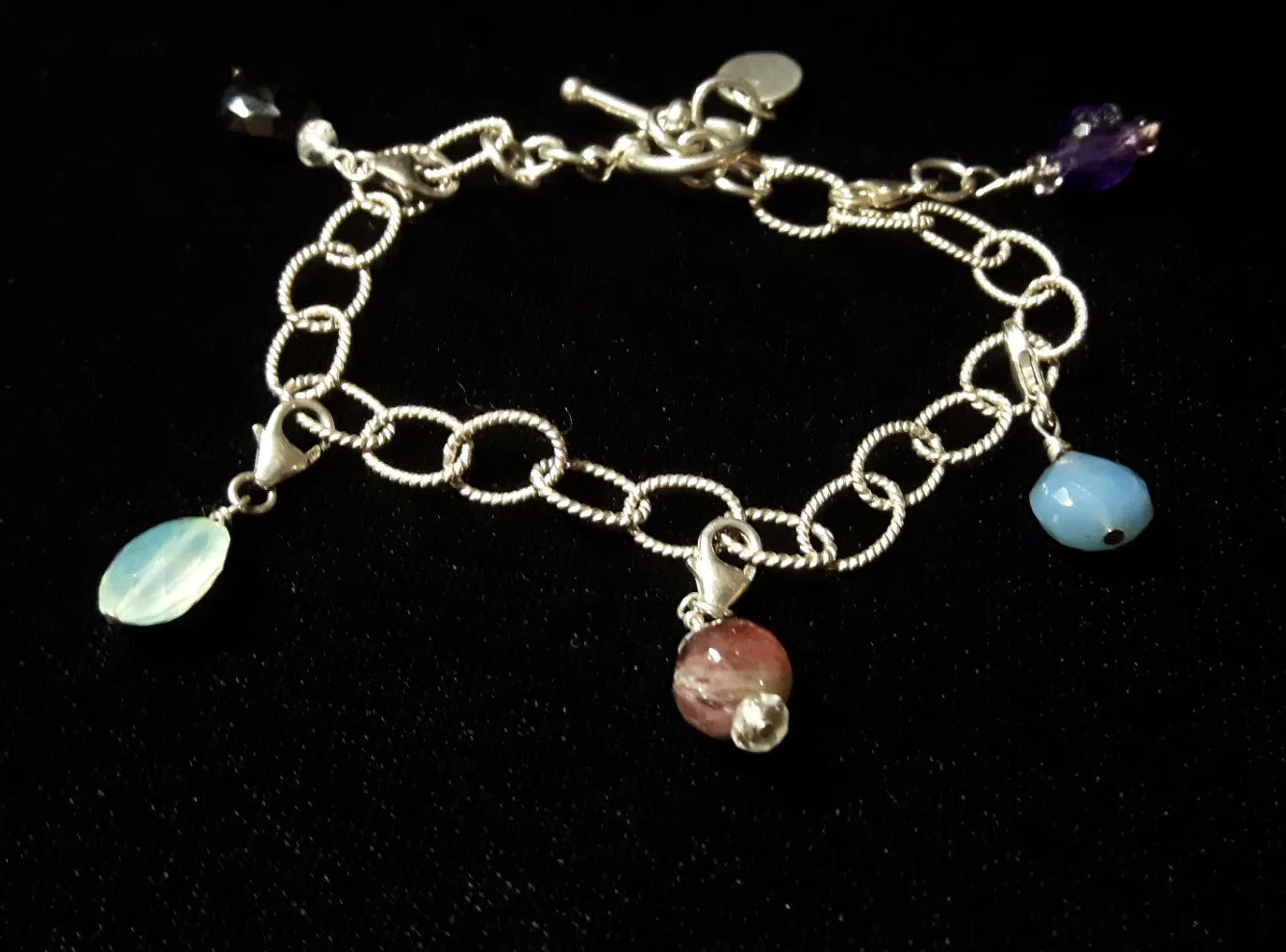 Gemstone Silver Charm Bracelet