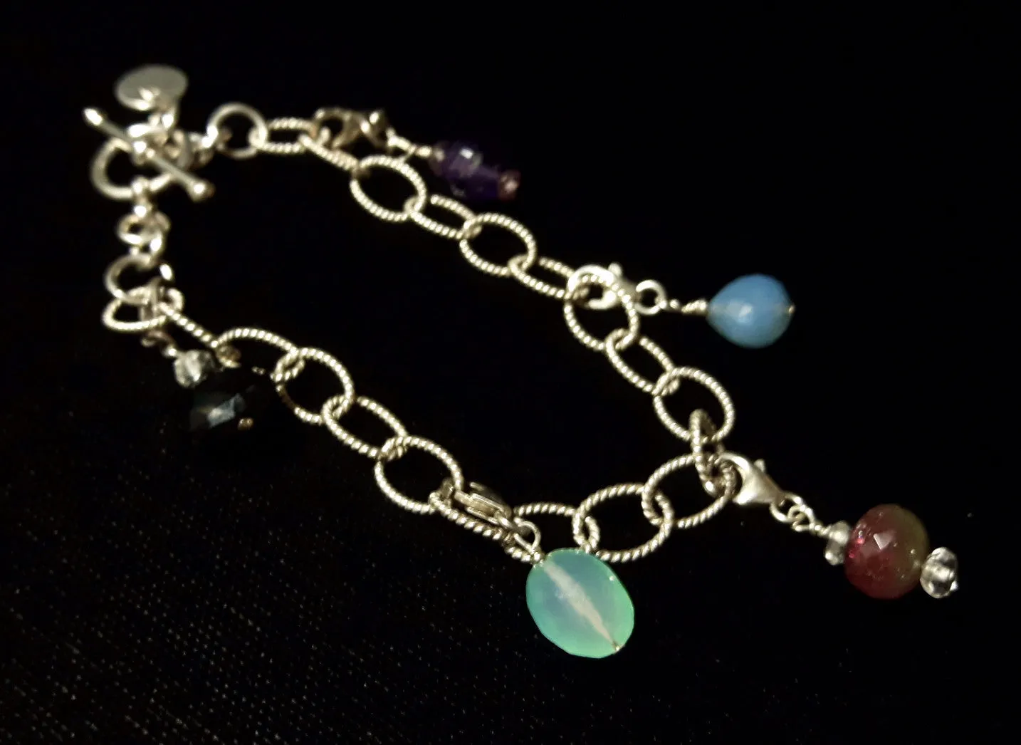 Gemstone Silver Charm Bracelet