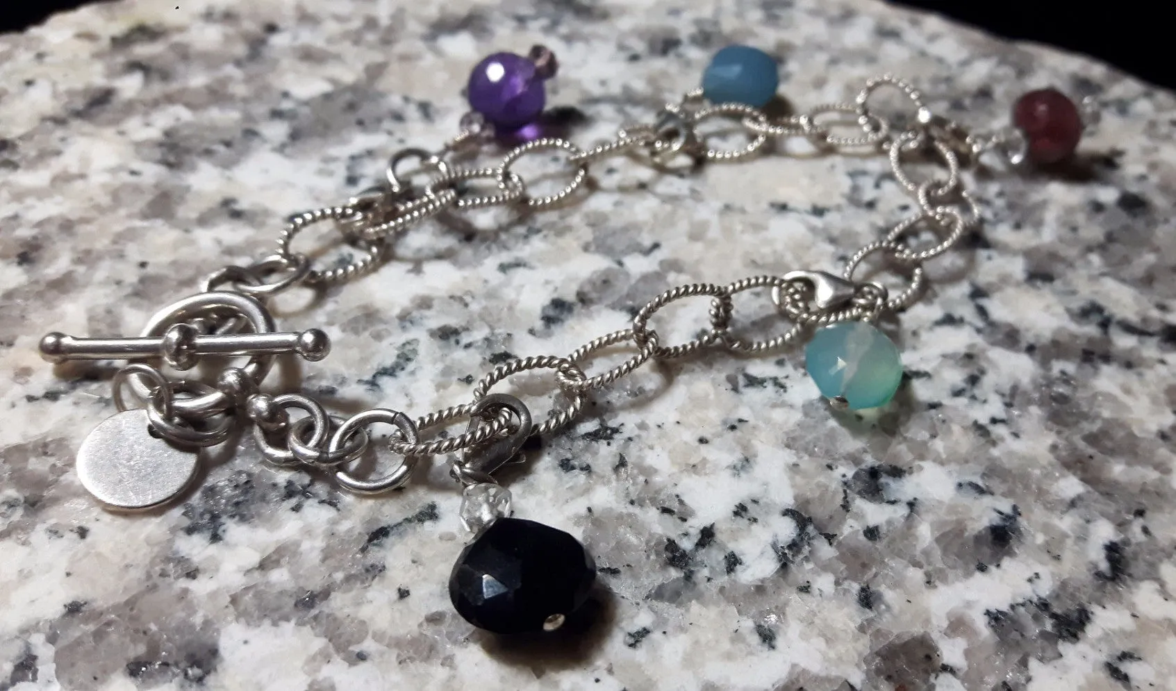Gemstone Silver Charm Bracelet