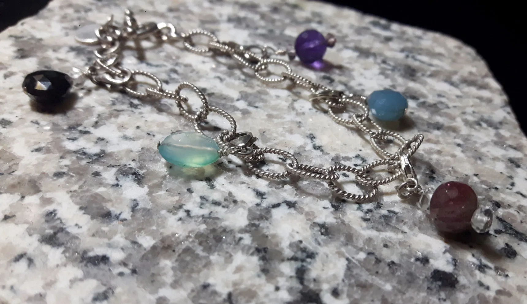 Gemstone Silver Charm Bracelet