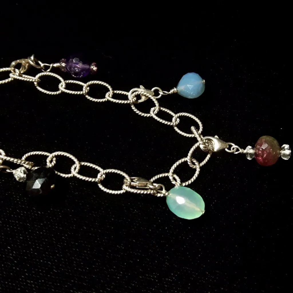 Gemstone Silver Charm Bracelet
