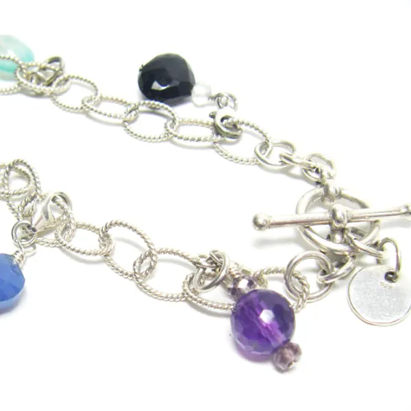 Gemstone Silver Charm Bracelet