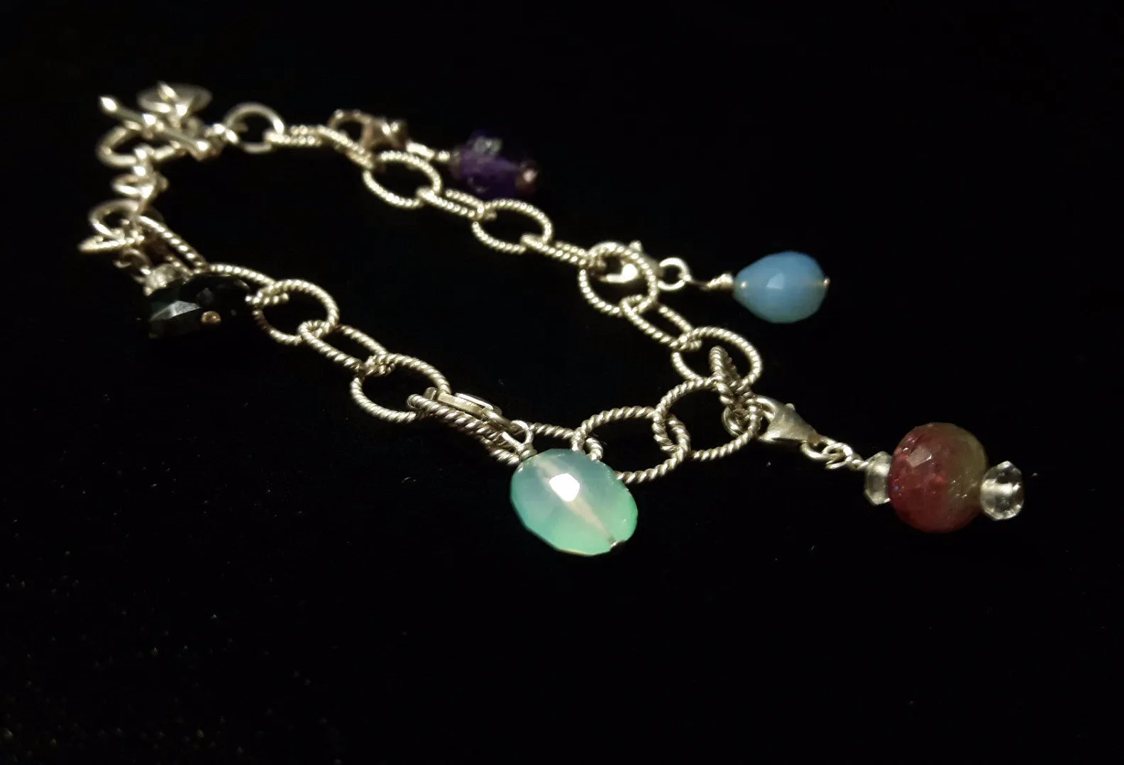 Gemstone Silver Charm Bracelet