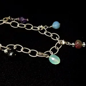 Gemstone Silver Charm Bracelet