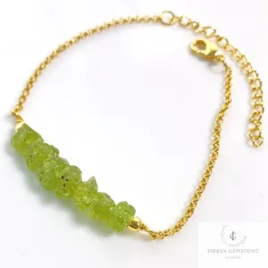 Genuine Raw Peridot Beaded Bracelet, Rough Crystal Jewelry, Adjustable Beaded Friendship Bracelet, Raw Gemstone bracelet, Beads Bracelet