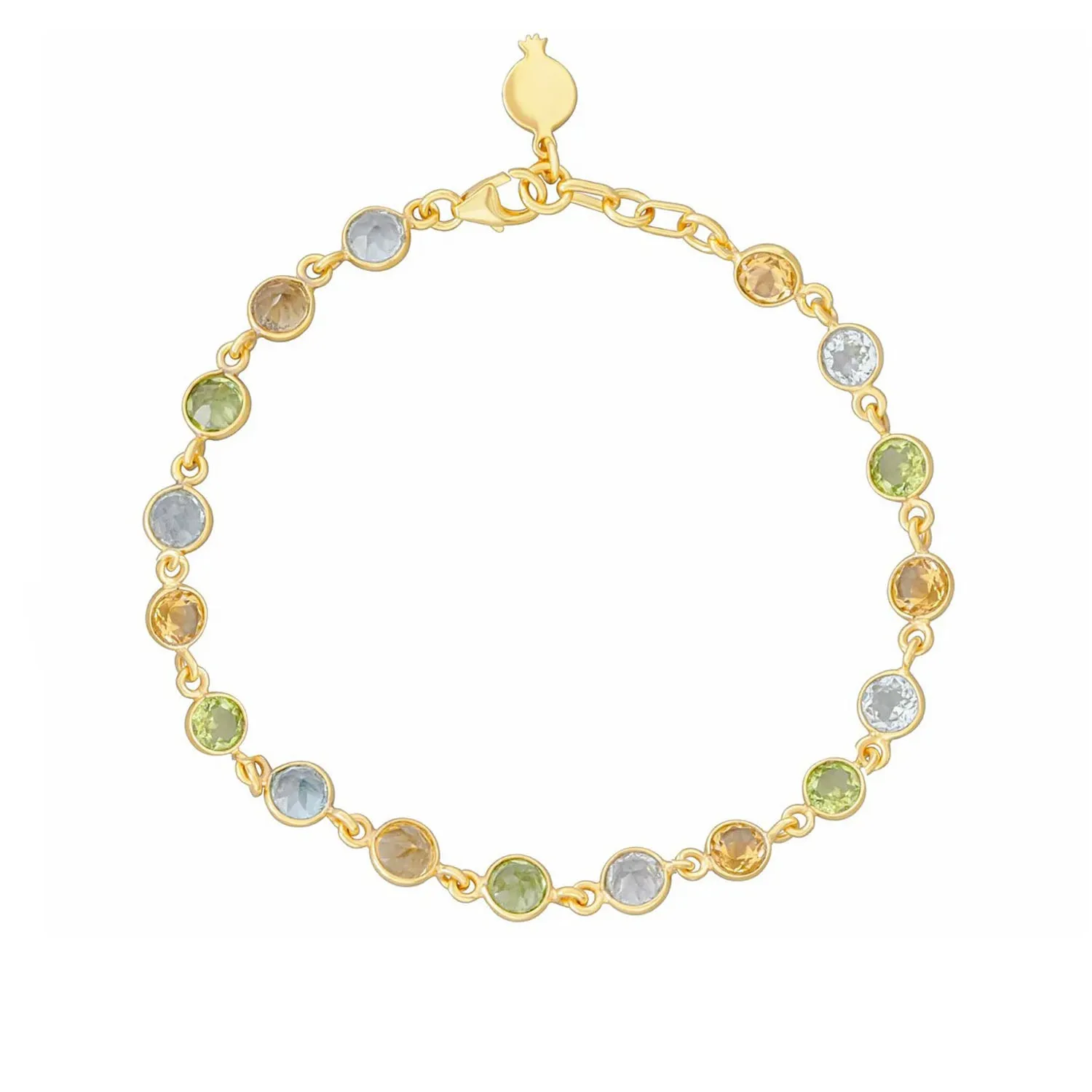 GOA Peridot, Blue Topaz & Citrine Gemstone Bracelet