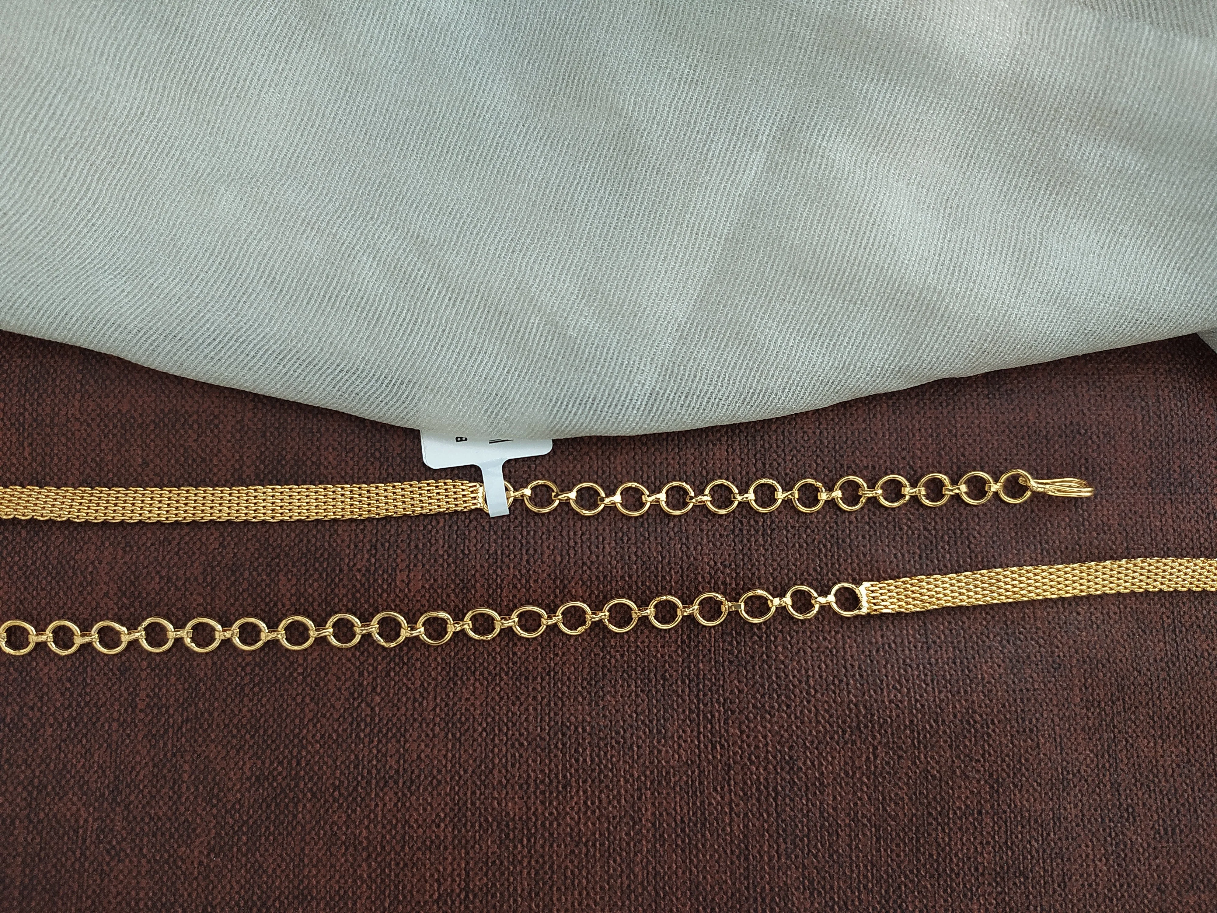 Gold-Plated Floral Design Zircon Hip Chain – White & Ruby Zircon Stones
