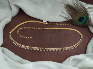 Gold-plated hip Chain with White Zircon Stones and Adjustable Chain Links