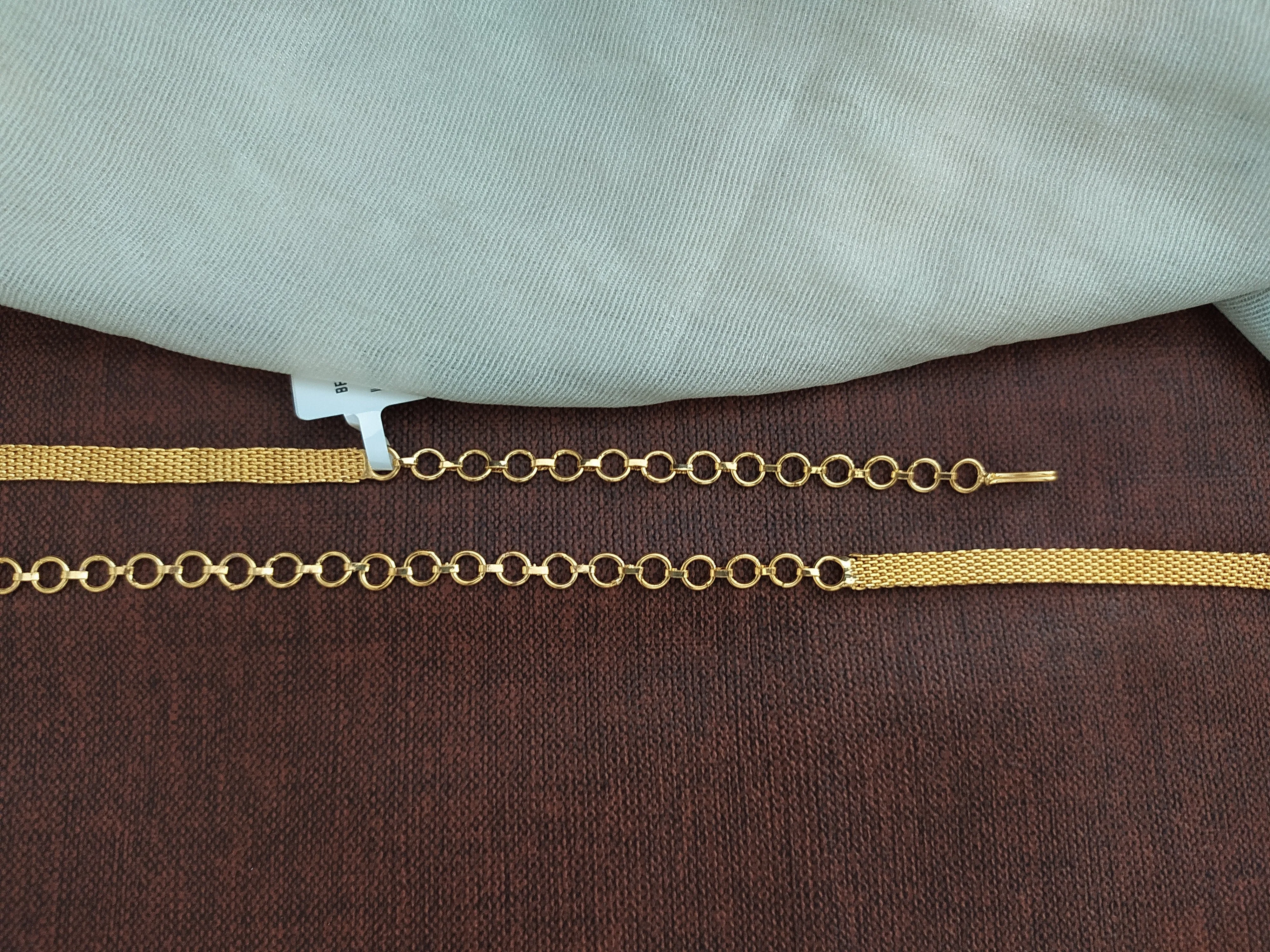 Gold-plated hip Chain with White Zircon Stones and Adjustable Chain Links