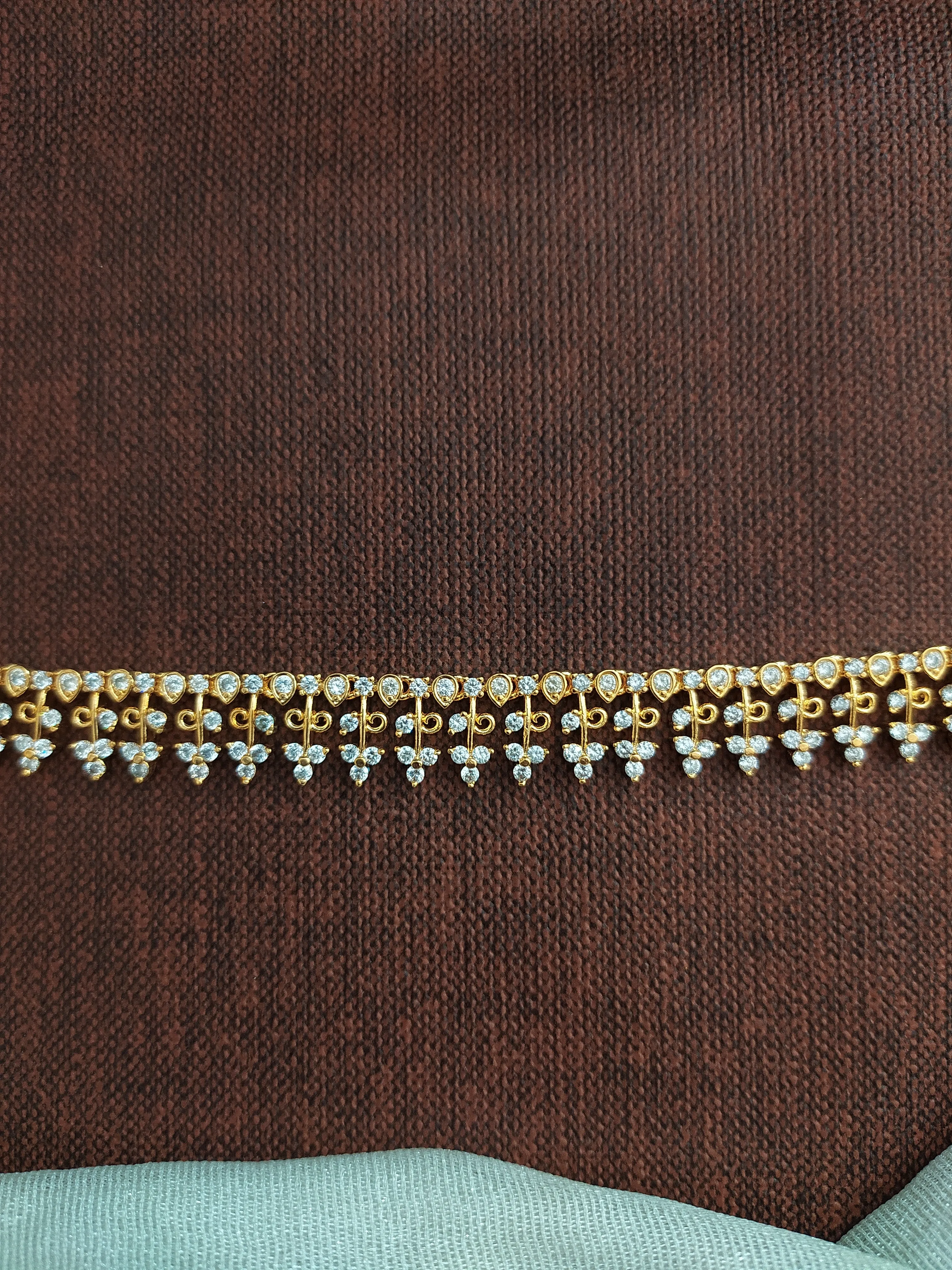 Gold-plated hip Chain with White Zircon Stones and Adjustable Chain Links