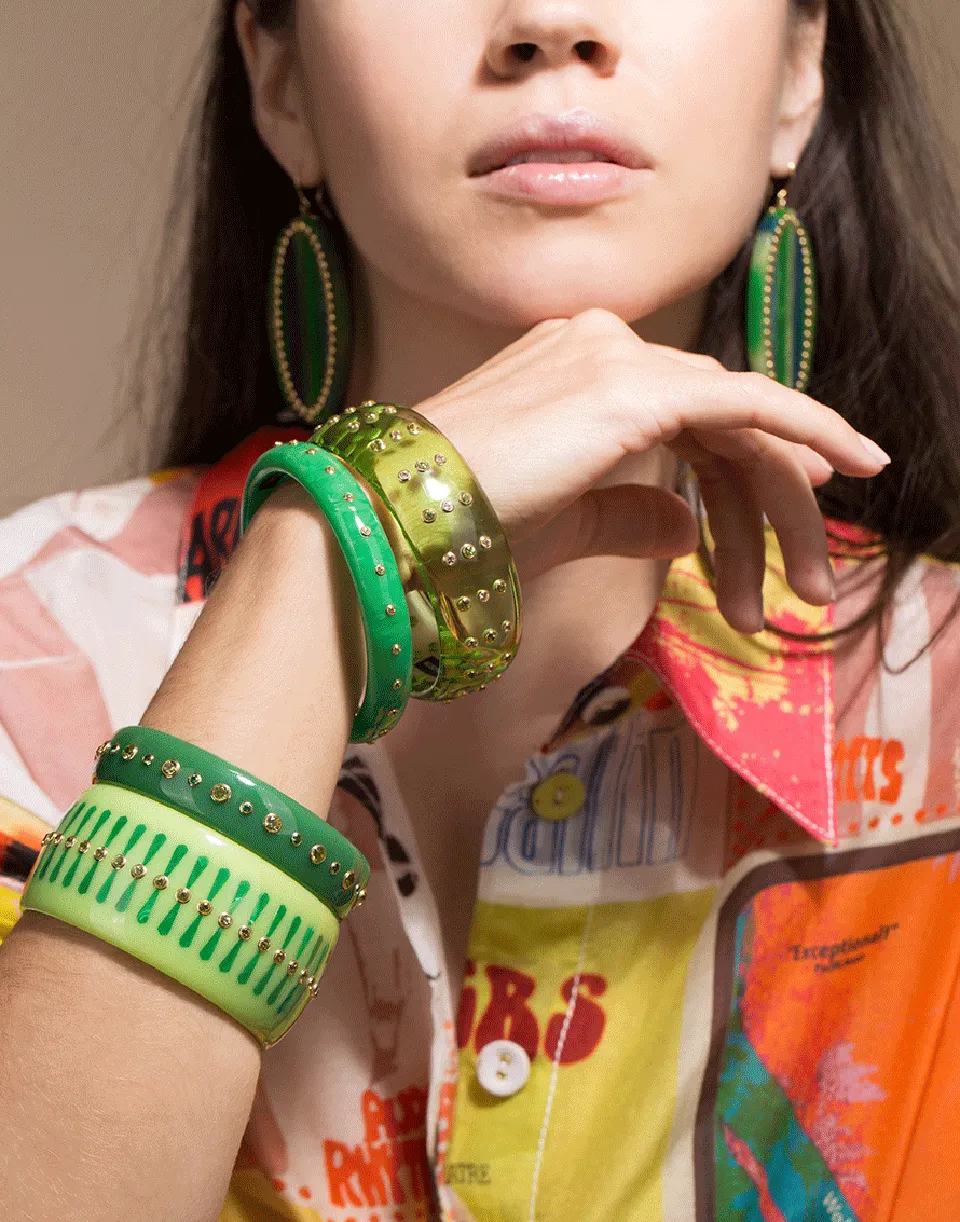 Green Peridot and Yellow Sapphire Bakelite Bangle