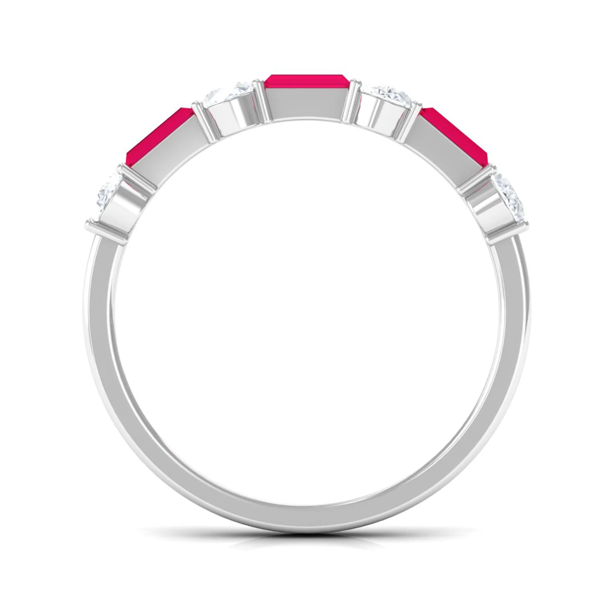 Half Eternity Ring with Red Ruby and Diamond