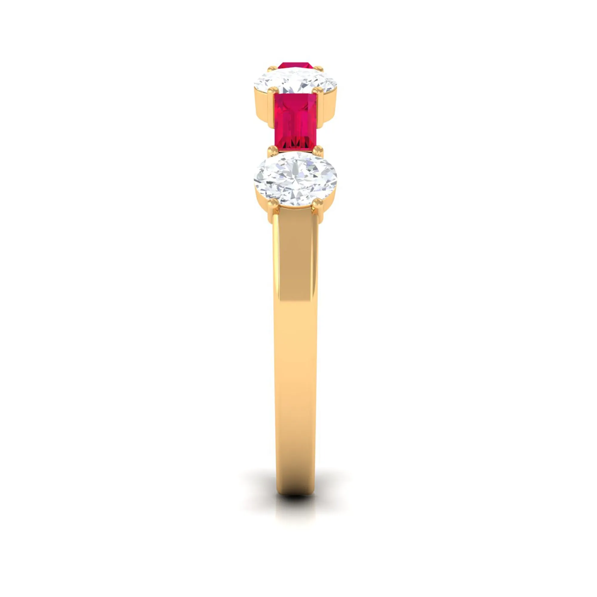 Half Eternity Ring with Red Ruby and Diamond