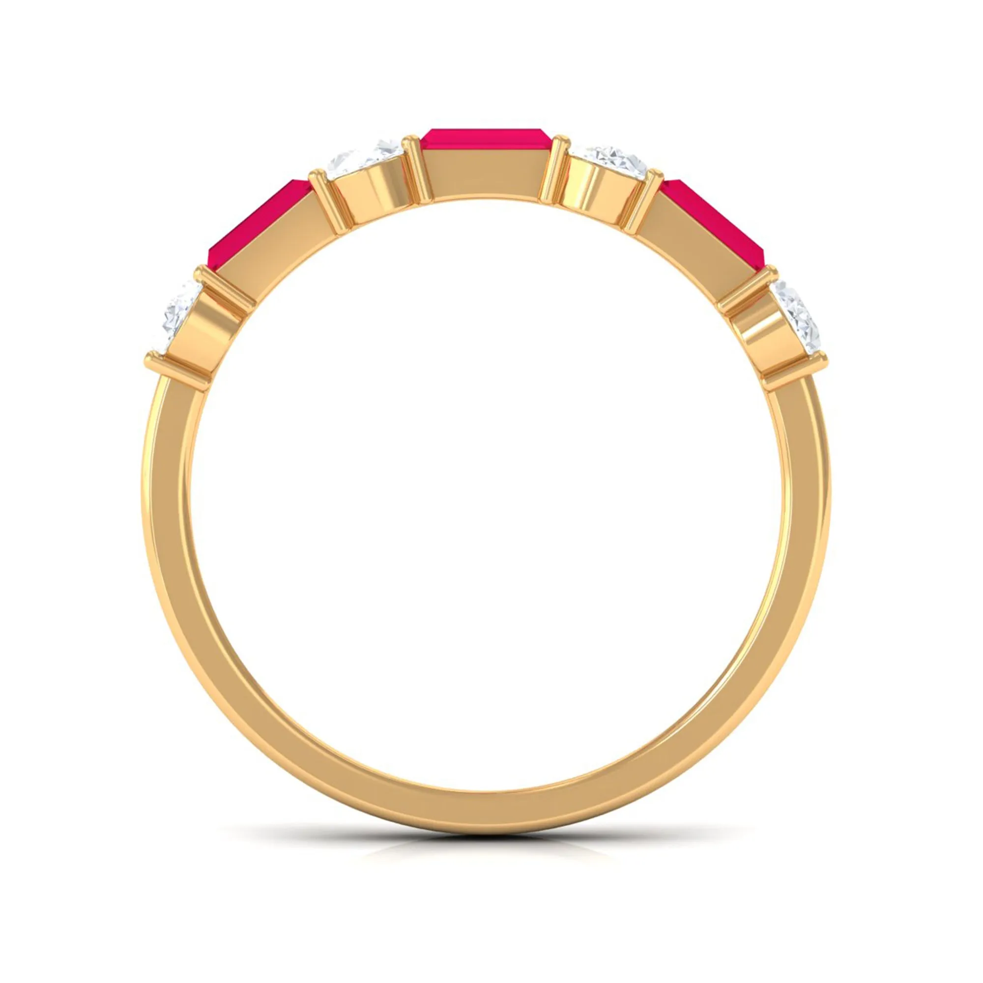 Half Eternity Ring with Red Ruby and Diamond