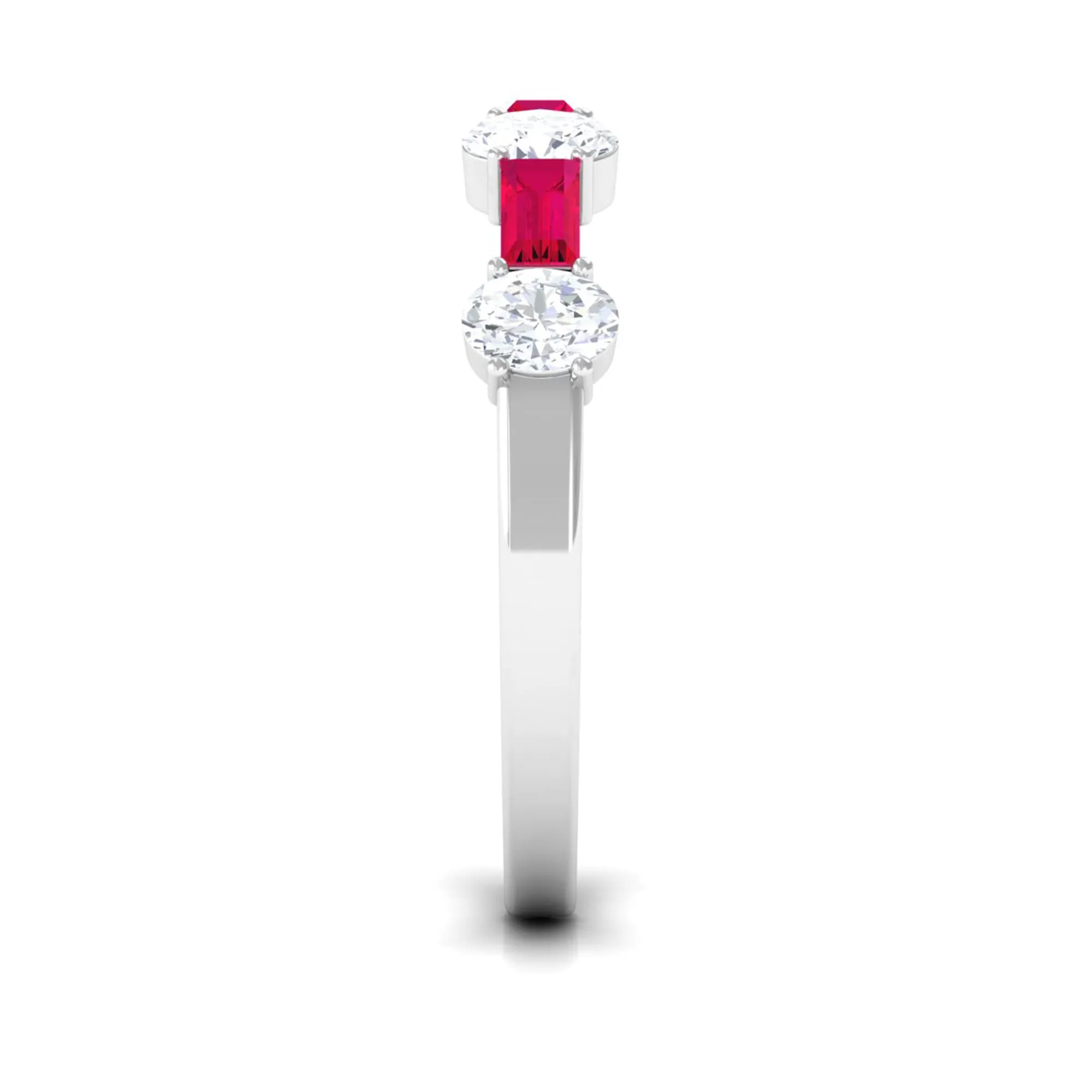 Half Eternity Ring with Red Ruby and Diamond