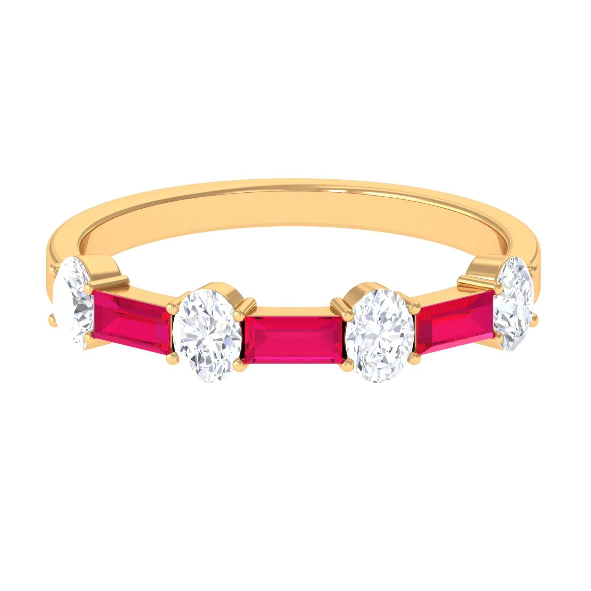 Half Eternity Ring with Red Ruby and Diamond