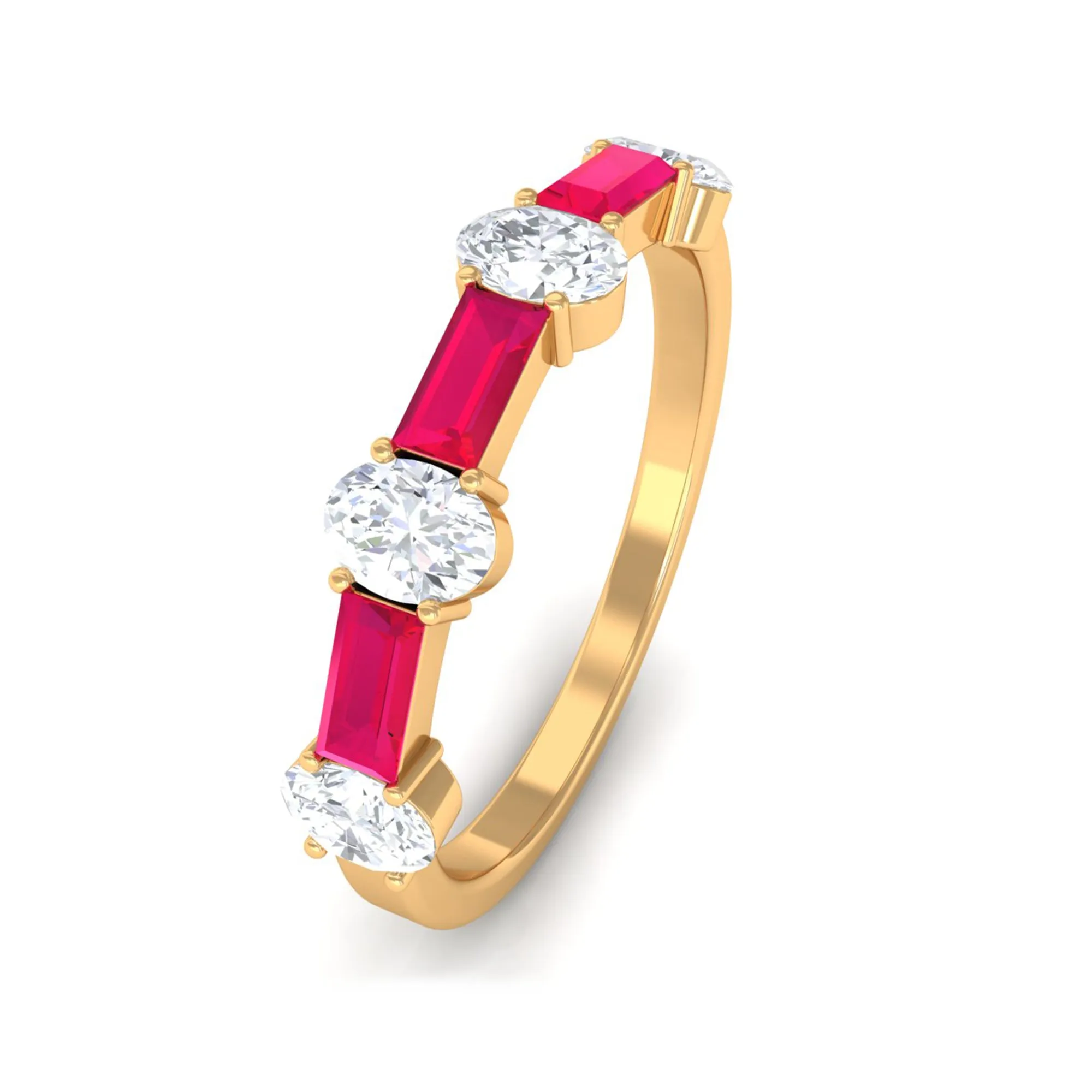 Half Eternity Ring with Red Ruby and Diamond