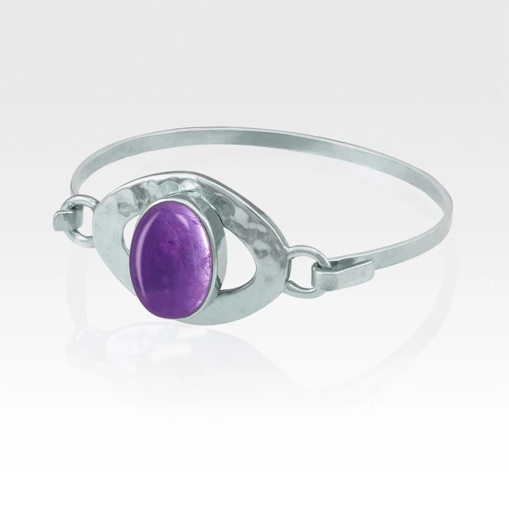 Hammered Bangle - Amethyst