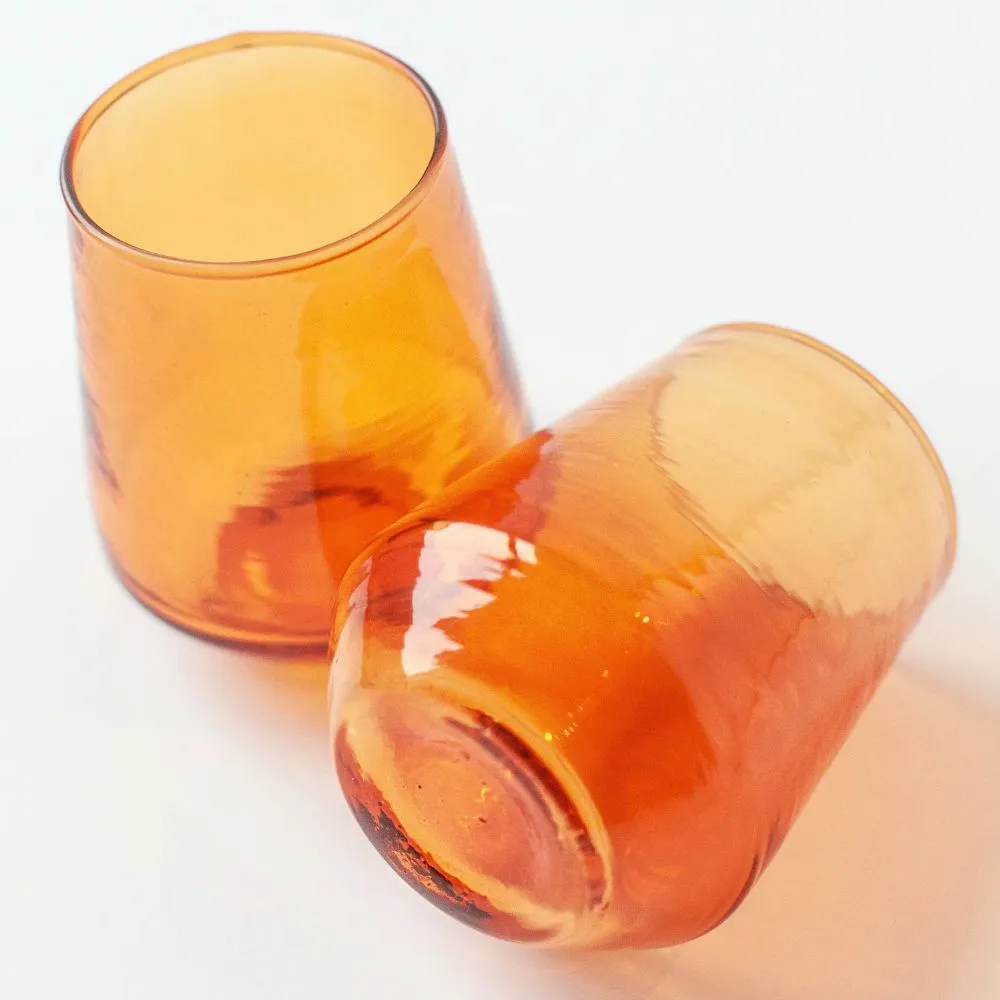 Hammered Glass Water Tumbler - Amber