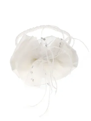 Headband bow with tulle and feathers  - KYKNOS