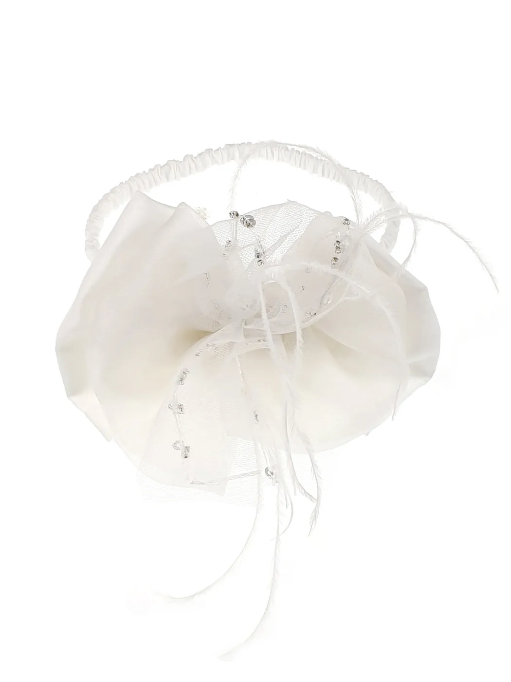 Headband bow with tulle and feathers  - KYKNOS