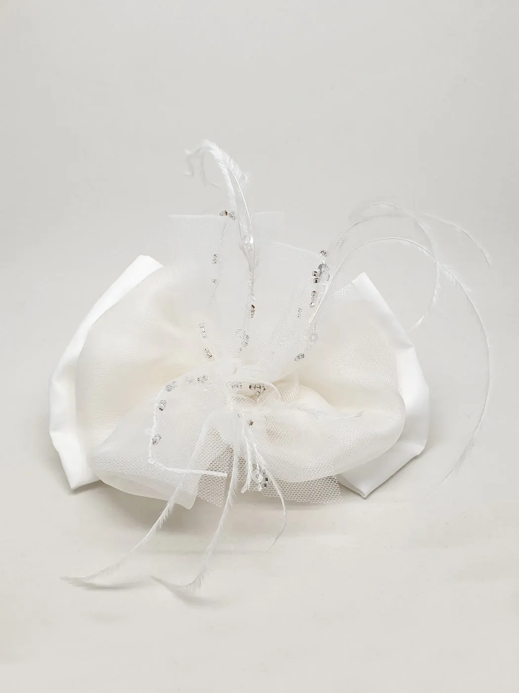 Headband bow with tulle and feathers  - KYKNOS