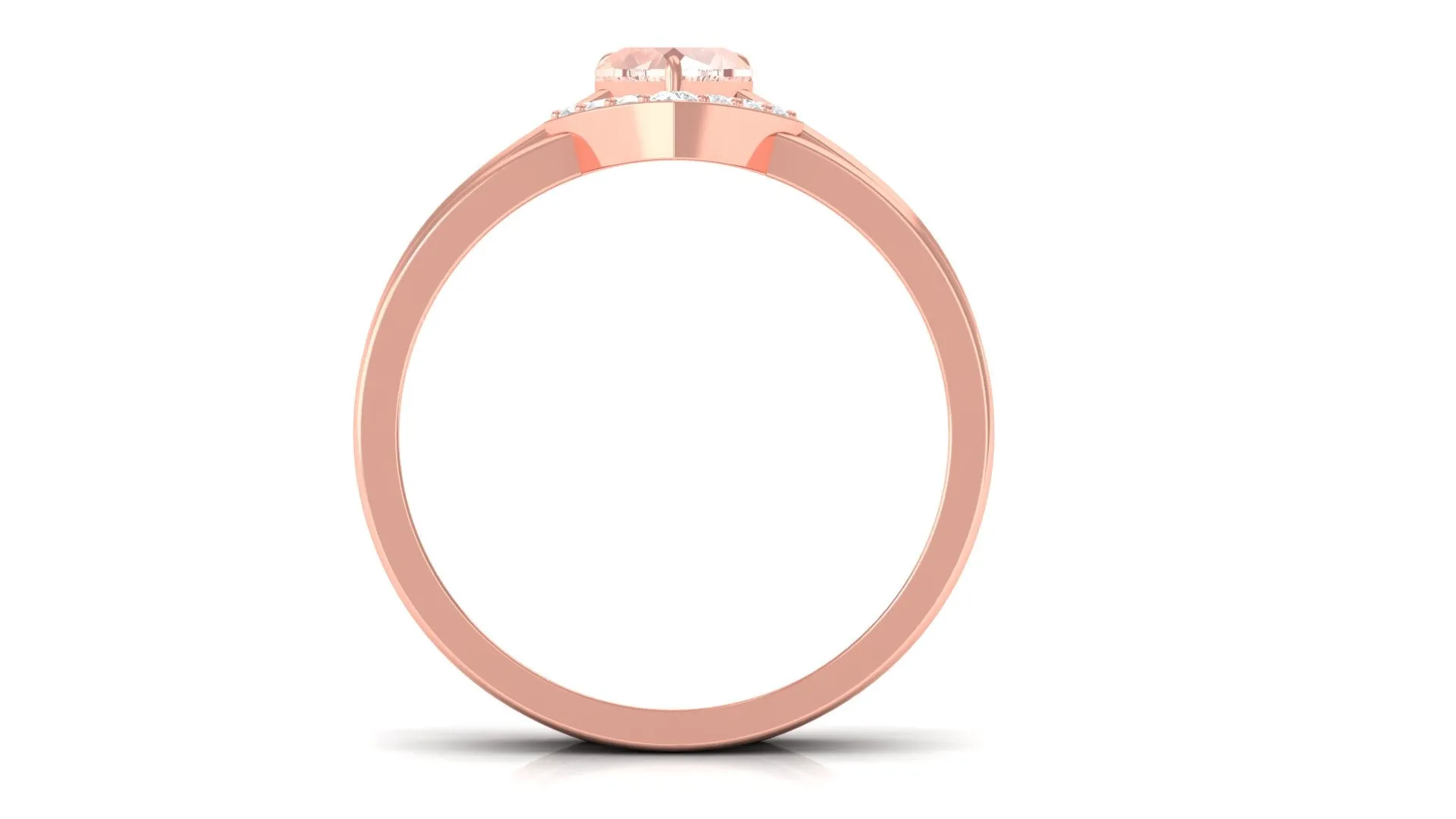 Heart Shape Morganite Solitaire Ring Set with Diamond
