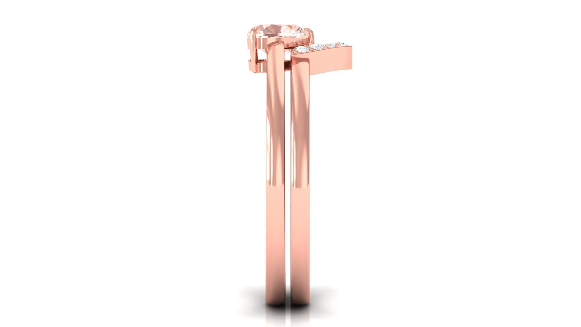 Heart Shape Morganite Solitaire Ring Set with Diamond