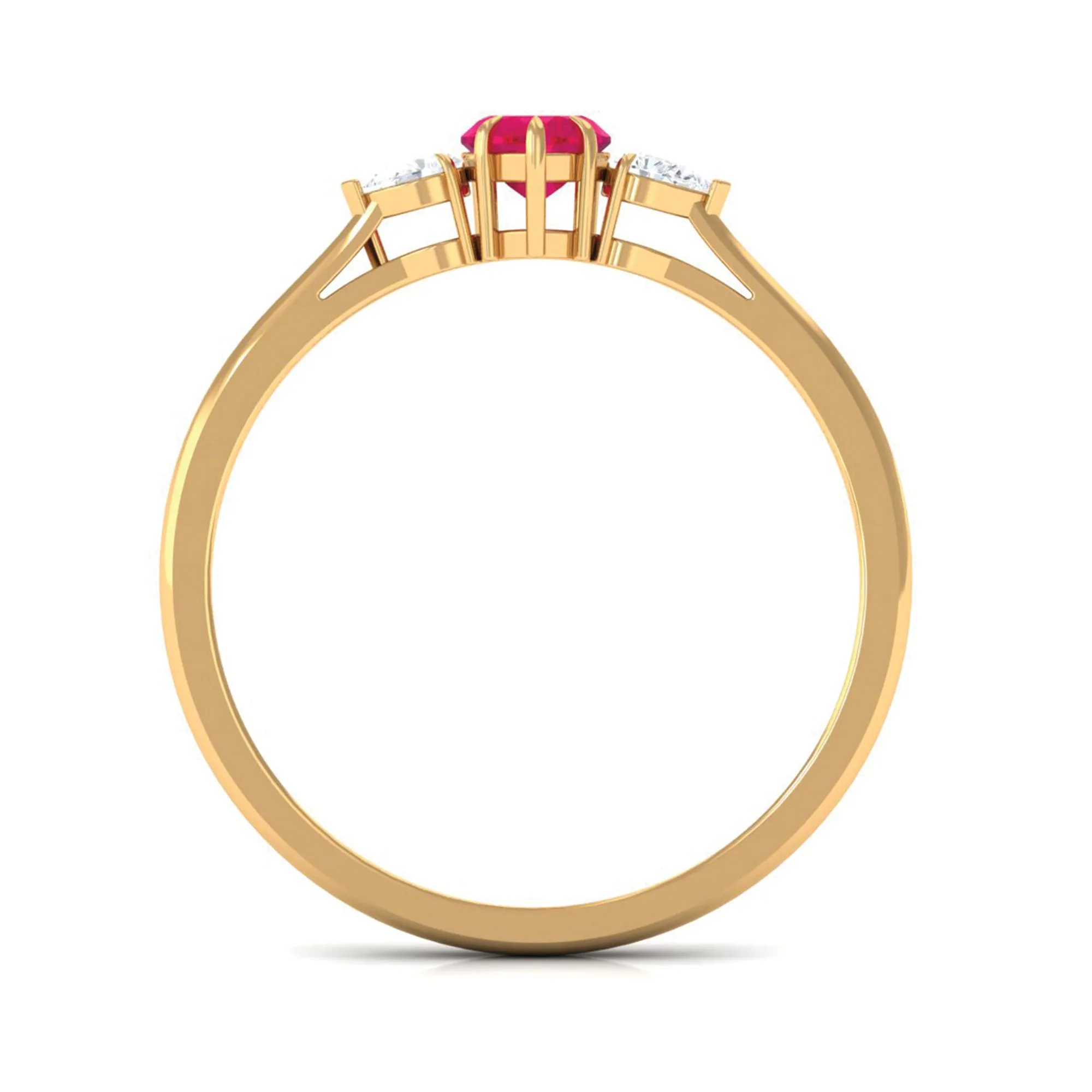 Heart Shape Ruby and Diamond 3 Stone Promise Ring