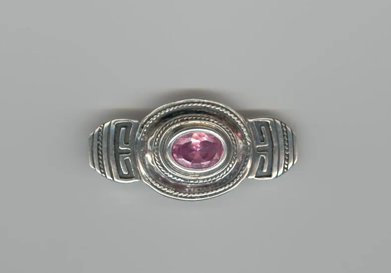 Hellenistic Brooch in Sterling Silver with Amethyst Zircon (K-64)